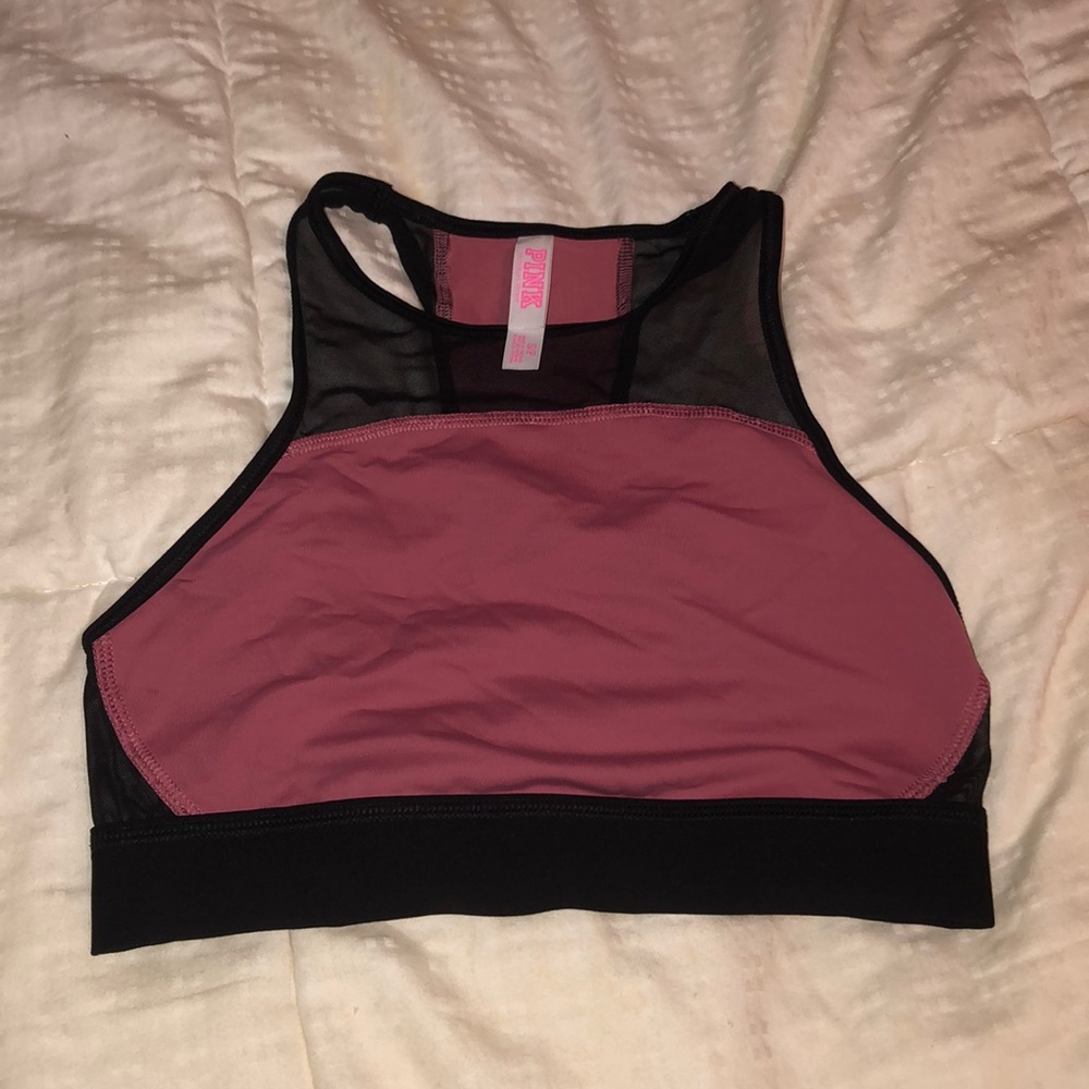 PINK high neck breathable sports bra